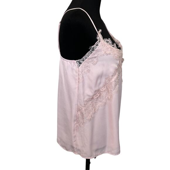 New ~ LUSH ~ Ballet Pink Lace Trim V-neck Chiffon Camisole Size XL - Picture 3 of 6